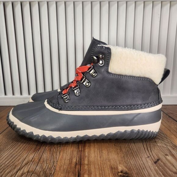 JBU Alison Waterproof Womens Size 9M Gray Faux Fur Trim Casual Ankle Duck Boots - Picture 3 of 10